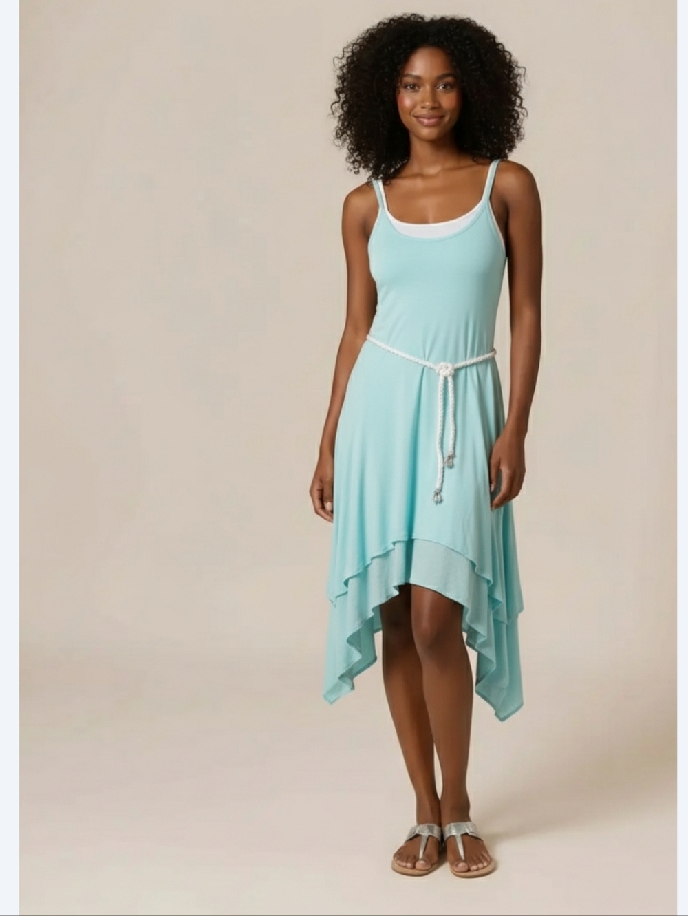 Lauren Ralph Lauren Aqua Tank Dress with White Trim Size S